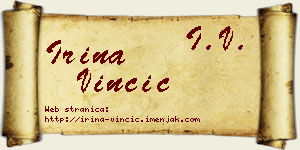 Irina Vinčić vizit kartica